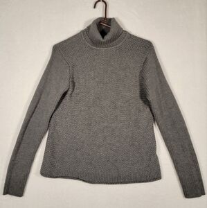Eileen Fisher Basket Weave Pattern Turtleneck Sweater in Gray, Size M